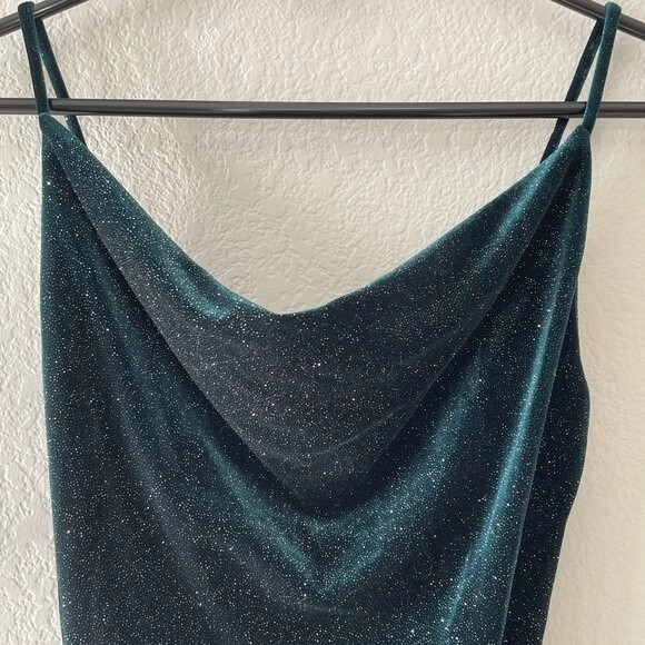 Epiphany Dark Green Sparkling Sleeveless Part Dress Soft Velvety Size Small - Picture 5 of 7